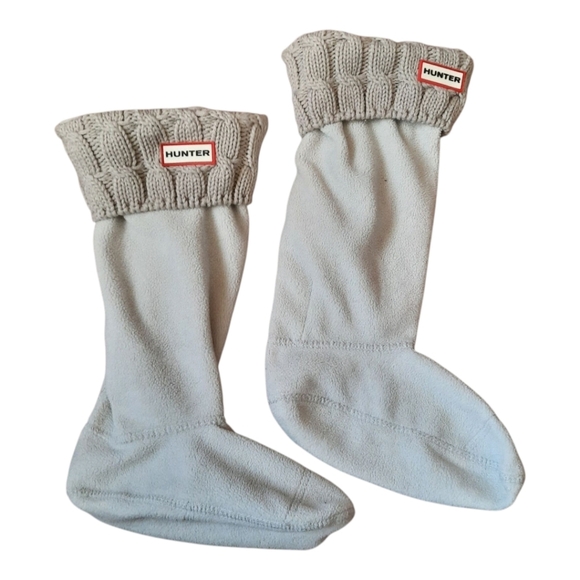 Hunter 6-Stitch Cable Knit Fleece Lined Tall Boot Socks Size Medium (W 5-7) - Picture 1 of 9